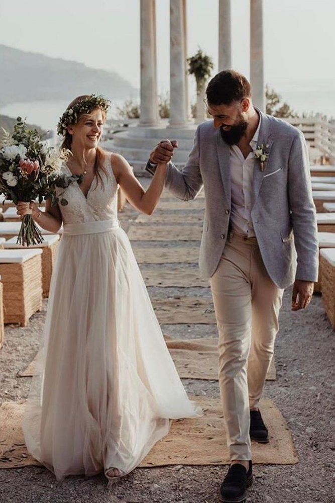 Bohemian Chic Engagement couple dress