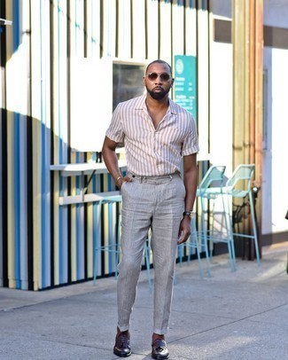 Striped Shirt with Grey Pants